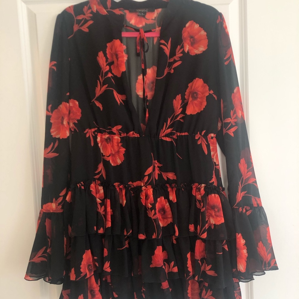 Black and red floral dress